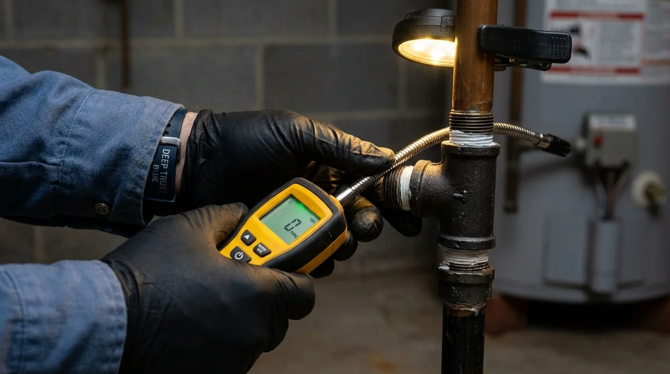 Gas leak detection with electronic sniffer by Johns Plumbing LLC in Elbow Lake