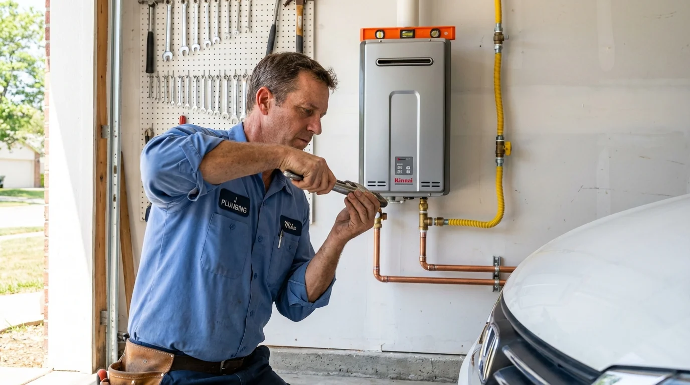 Tankless water heater installation by a Johns Plumbing LLC plumber in Elbow Lake